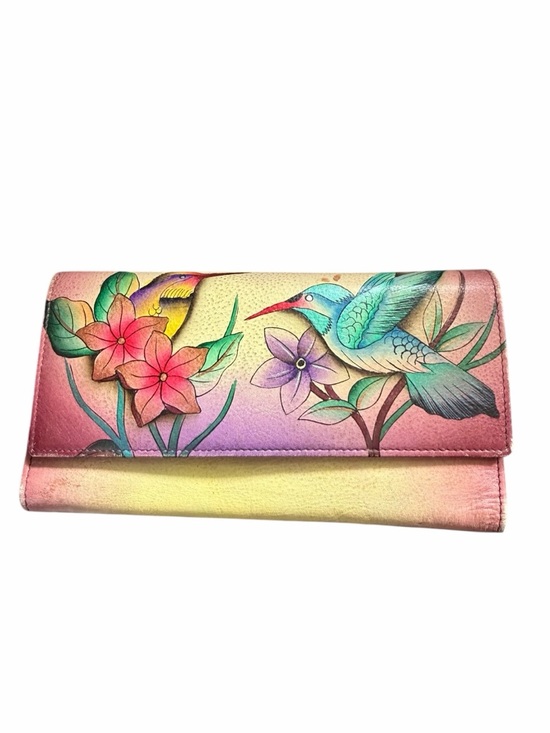 Anuschka Handbags - Anuschka Hand-Painted Hummingbird Floral Wallet in Pink Yellow Leather